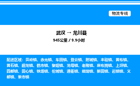 武漢到龍川縣物流專線-武漢至龍川縣貨運公司